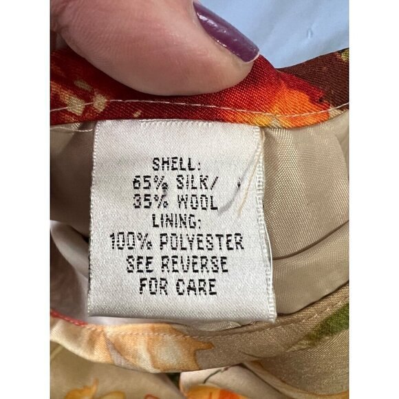 NEW Floral Print Talbots Petites Silk / Wool Skirt Womens Size 8 - Picture 6 of 8